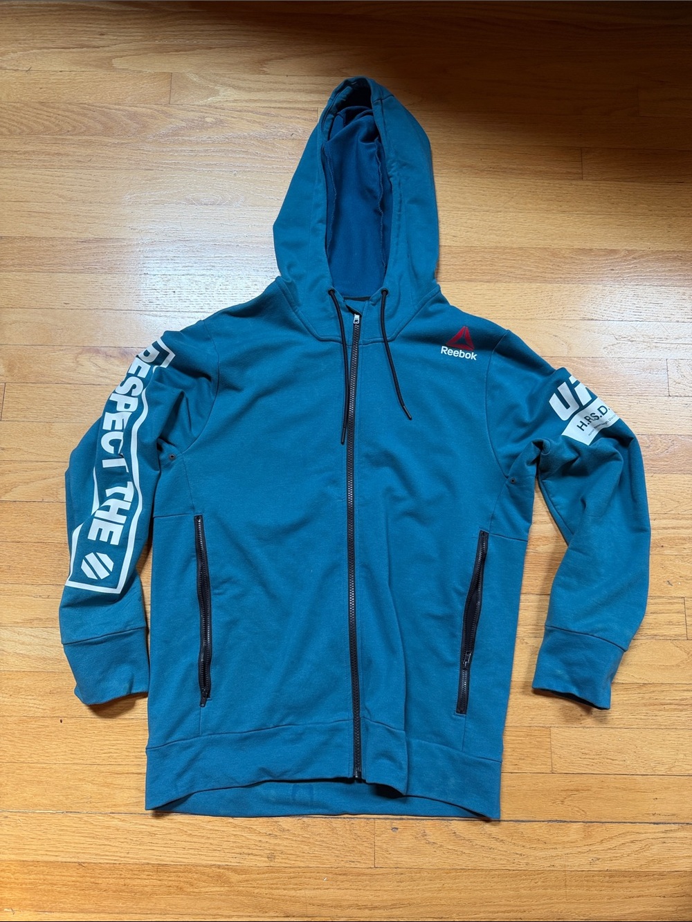 Reebok MEN'S performance UFC WALKOUT FULL ZIP HOODIE teal. NWOT